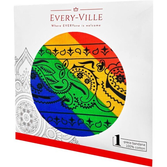 Womens Rainbow Cotton Bandana Large Cowgirl Imported Handkerchief Headband Scarf - Picture 6 of 7